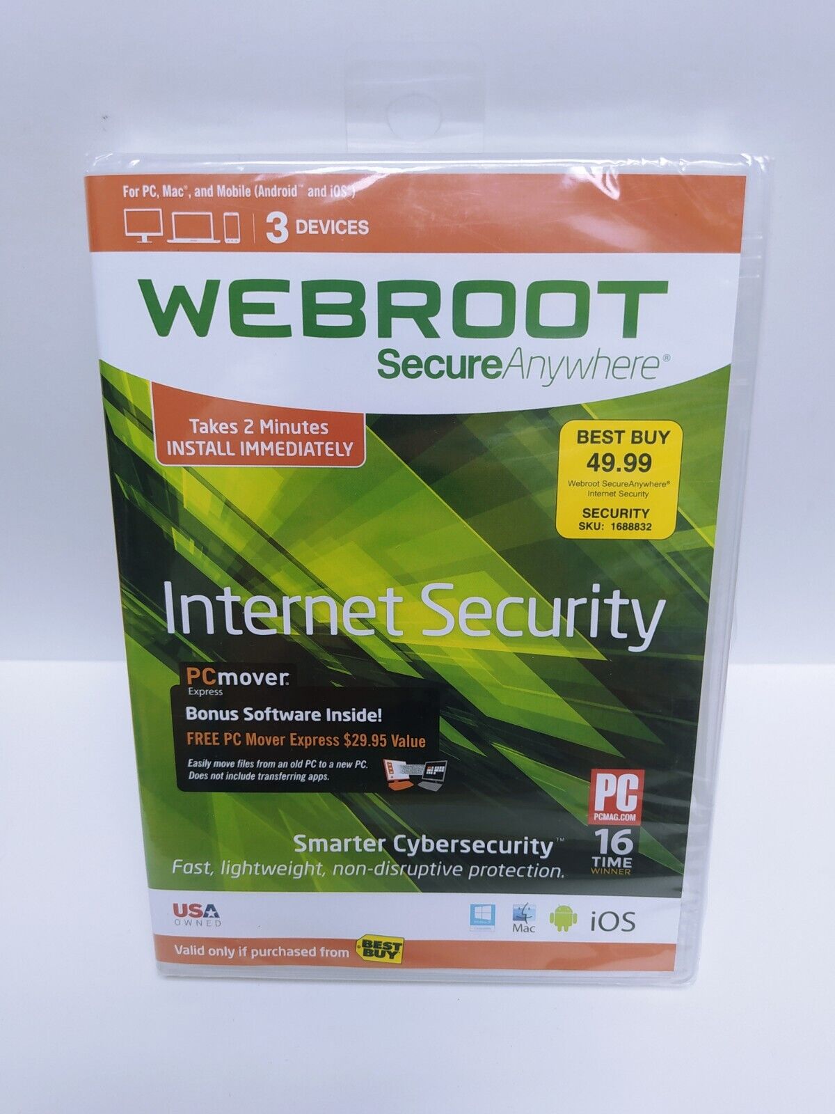 Webroot Secure Anywhere Internet Security 3 Devices for PC, MAC BRAND NEW SEALED