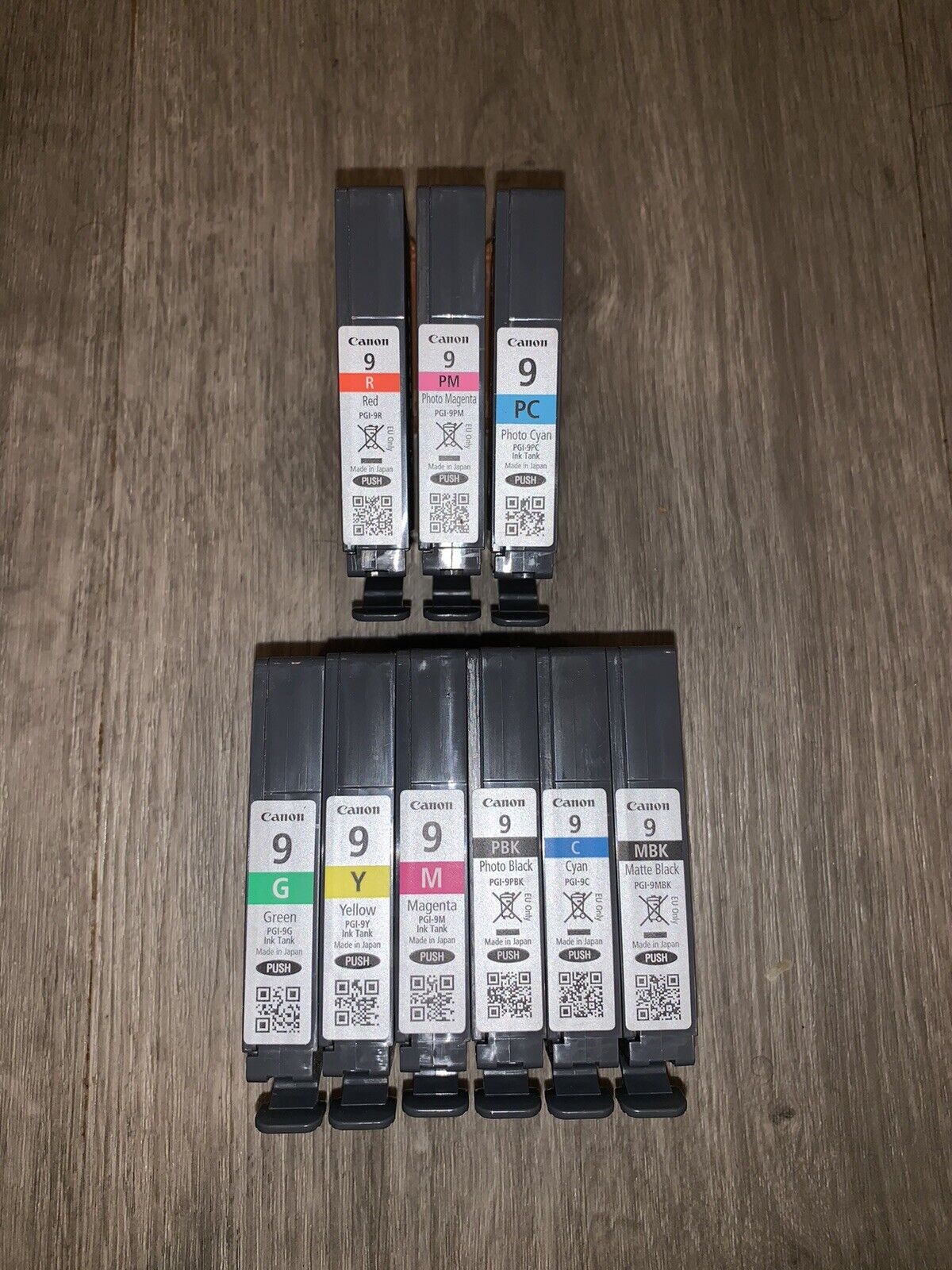 Lot of 9 Canon Genuine Ink EMPTY  PGI-9 Inkjet Cartridges