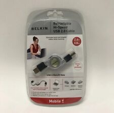 Belkin Retractable USB-A To USB-B Hi-Speed USB 2.0 Cable - 2.6FT picture