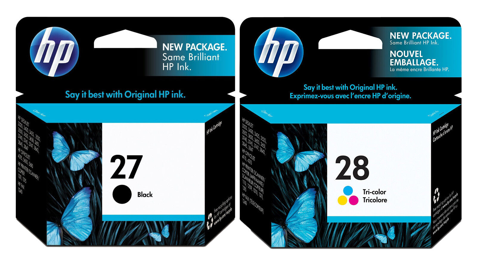 GENUINE HP 27 HP 28 Ink Cartridge 2-Pack for Deskjet 3320 3420 3425 3520