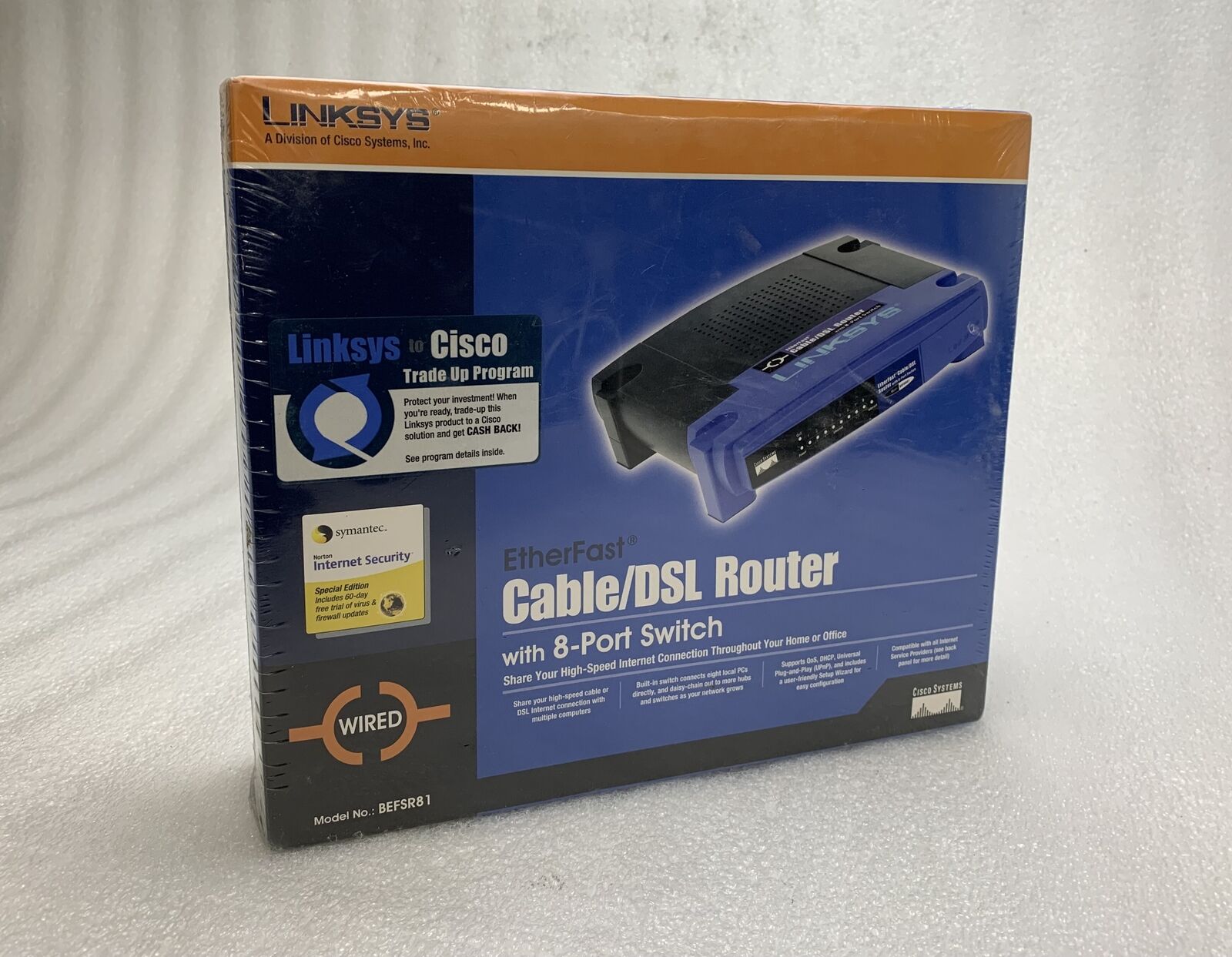 NEW LINKSYS Etherfast BEFSR81 8-Port Wired Cable DSL Router SEALED IN BOX
