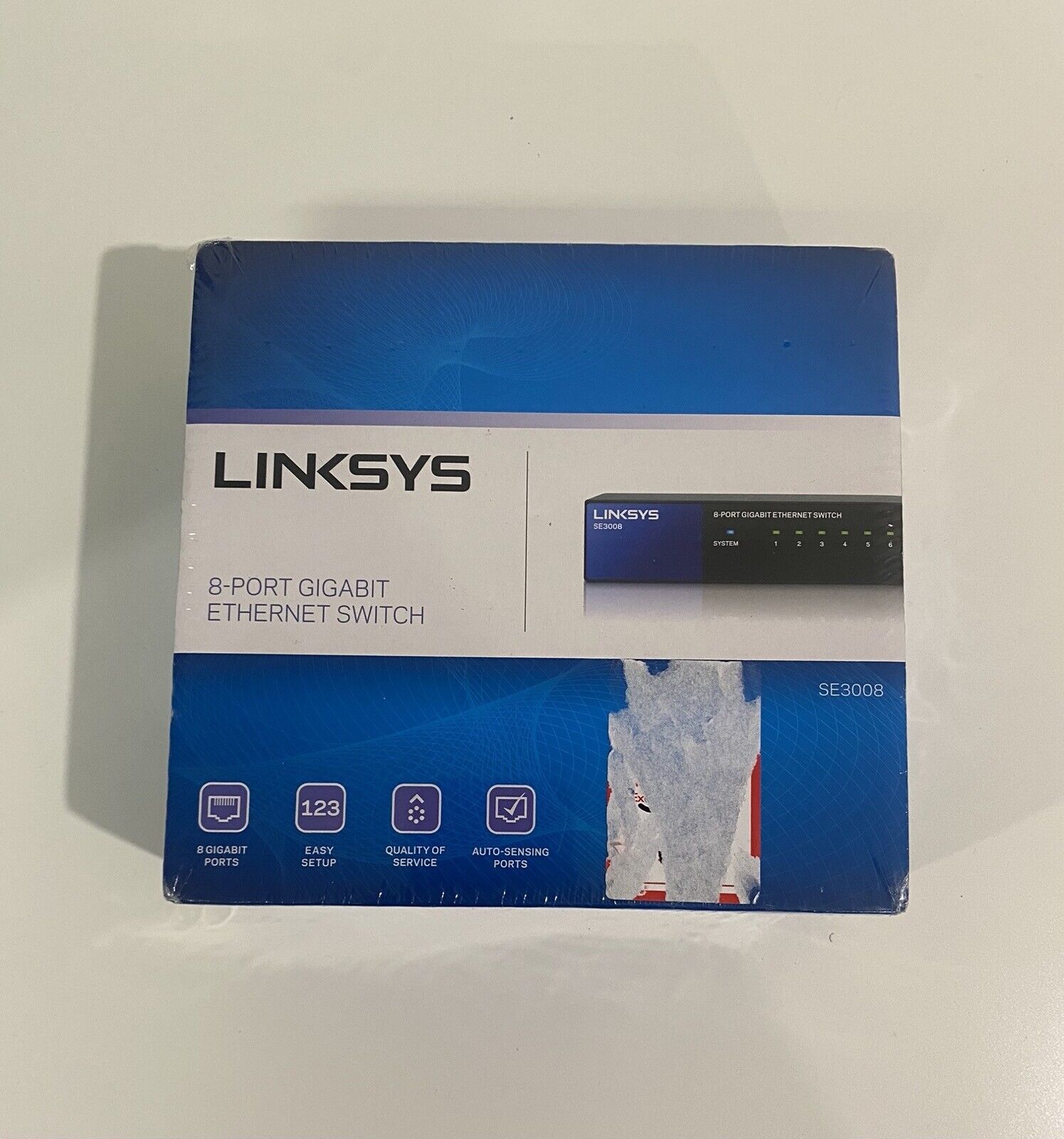 NEW Linksys 8 Port Gigabit Ethernet Switch Black SE3008 Sealed