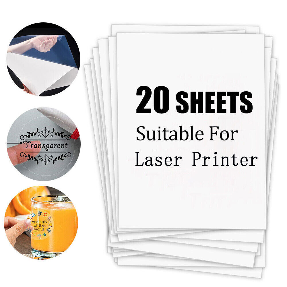 20-100x Vinyl Sticker Paper Glossy Matte Clear Waterproof Printable Inkjet Laser